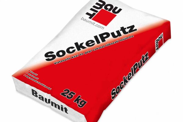 A Baumit SockelPutz olyan gyári szárazhabarcs, amelynél az alapanyagok arányát már a gyártás során beállítják. A helyszínen tiszta vízzel kell bekeverni, így kiszámíthatóbb, egyenletesebb minőségű habarcs készíthető, mint változó arányban adagolt hagyományos homok-cement keverékkel. Cementes kötőanyaga robusztus, tömör felület kialakítását támogatja.